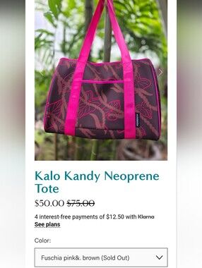 Neoprene Tote in Fuschia Pink & Brown